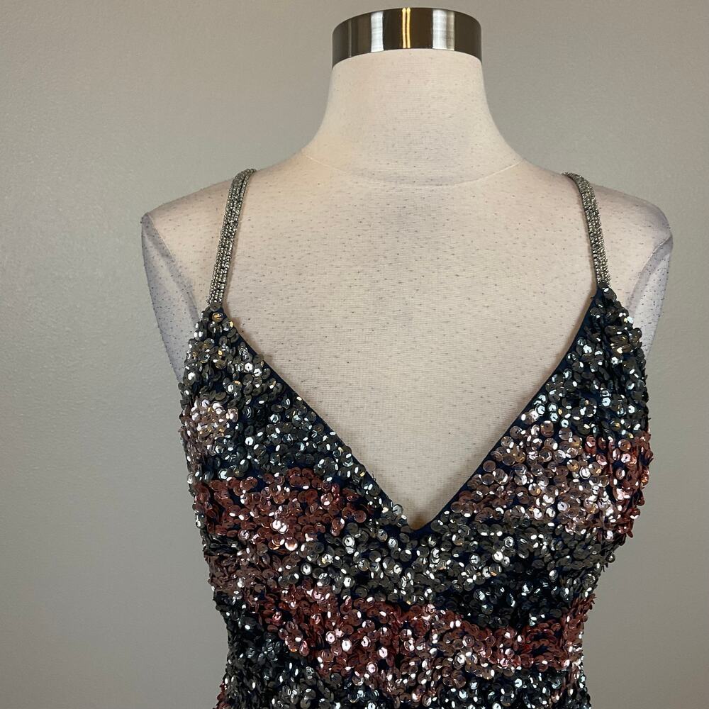 Aidan Mattox Sequin Backless Mini Sheath Cocktail… - image 5